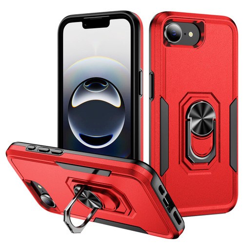 iPhone 16e / 17e Pioneer Armor Heavy Duty PC + TPU Phone Case with Holder - Red+Black
