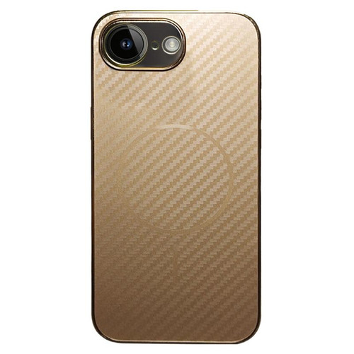 iPhone 16e / 17e Plating Carbon Fiber MagSafe Full Coverage Phone Case - Gold