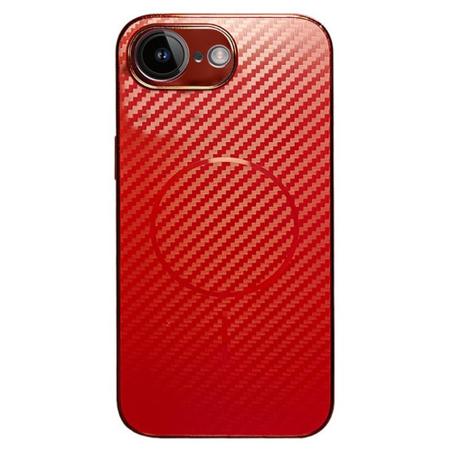 iPhone 16e / 17e Plating Carbon Fiber MagSafe Full Coverage Phone Case - Red