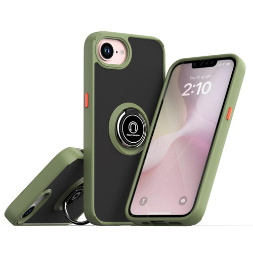 iPhone 16e / 17e Q Shadow 1 Series TPU + PC Phone Case with Ring - Army Green