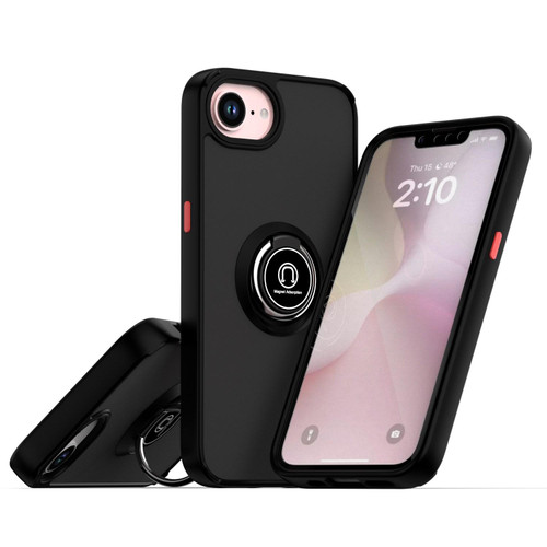 iPhone 16e / 17e Q Shadow 1 Series TPU + PC Phone Case with Ring - Black+Red