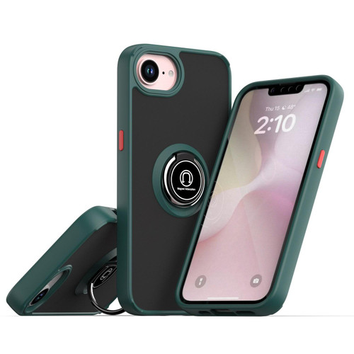 iPhone 16e / 17e Q Shadow 1 Series TPU + PC Phone Case with Ring - Dark Green