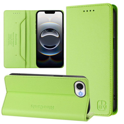 iPhone 16e / 17e RC01 Dual-Folded Magnetic Suction RFID Leather Phone Case - Grass Green