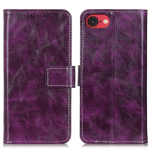 iPhone 16e / 17e Retro Crazy Horse Texture Horizontal Flip Leather Phone Case - Purple
