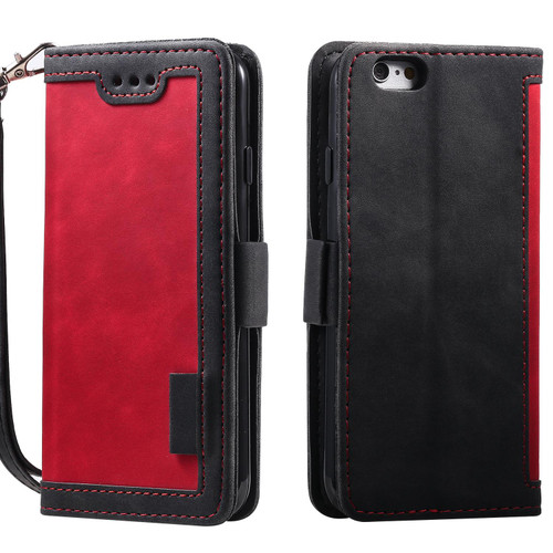 iPhone 16e / 17e Retro Splicing Horizontal Flip Leather Phone Case - Red