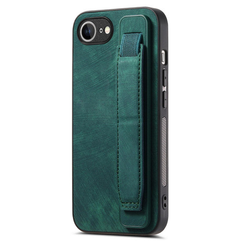 iPhone 16e / 17e Retro Wristband Holder Leather Back Phone Case - Green