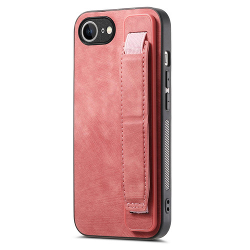 iPhone 16e / 17e Retro Wristband Holder Leather Back Phone Case - Pink