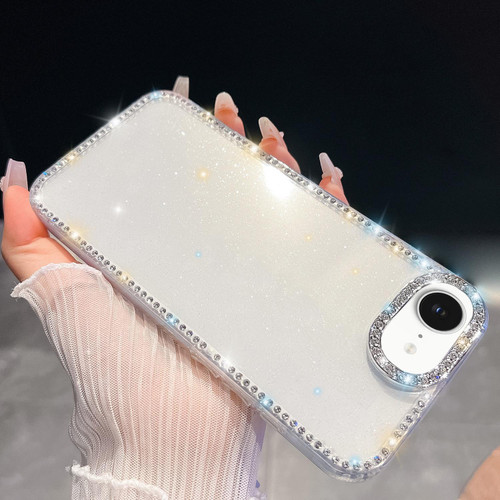 iPhone 16e / 17e Rhinestone Glitter TPU 4-corners Anti-fall Phone Case - Transparent