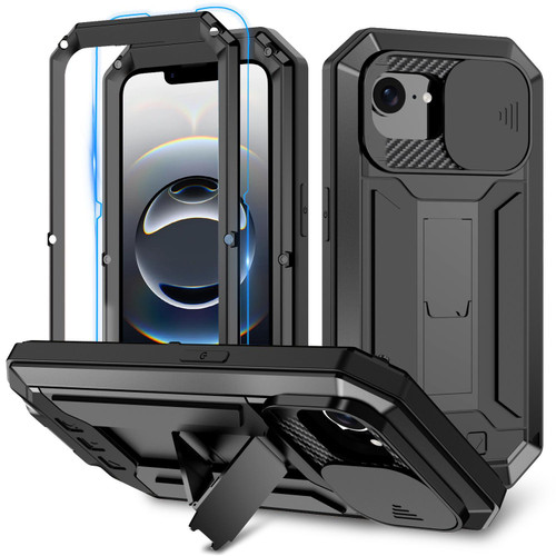 iPhone 16e / 17e R-JUST Sliding Camera IP54 Life Waterproof Holder Phone Case - Black