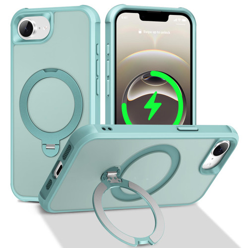 iPhone 16e / 17e Rotating Pivot Bracket Magnetic Phone Case - Lake Blue