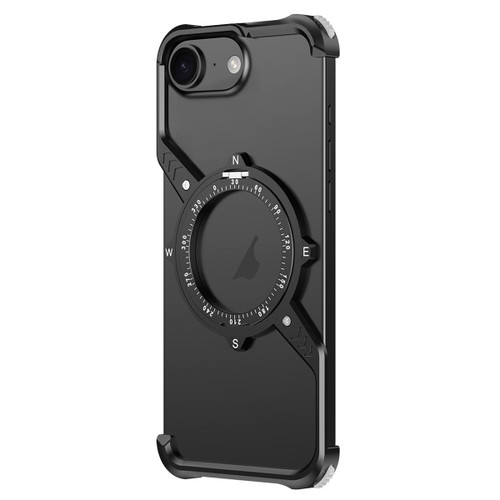 iPhone 16e / 17e S Shaped 360 Holder Airbag Frameless MagSafe Metal Phone Case - Black