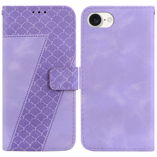 iPhone 16e / 17e Seven-shaped Embossed Leather Phone Case - Purple