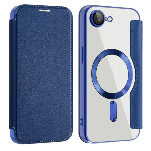 iPhone 16e / 17e Shield MagSafe RFID Anti-theft Leather Phone Case - Dark Blue