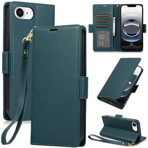 iPhone 16e / 17e Side Buckle RFID Anti-theft Leather Phone Case - Green
