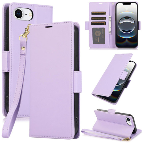 iPhone 16e / 17e Side Buckle RFID Anti-theft Leather Phone Case - Light Purple