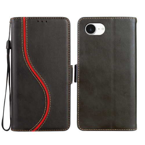 iPhone 16e / 17e Side Buckle S Curve Leather Phone Case - Black