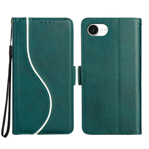 iPhone 16e / 17e Side Buckle S Curve Leather Phone Case - Green