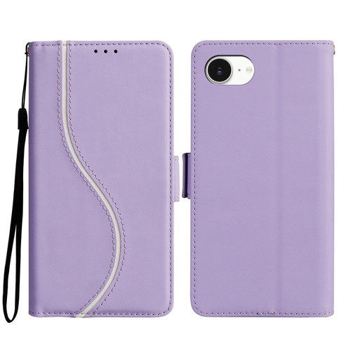 iPhone 16e / 17e Side Buckle S Curve Leather Phone Case - Purple