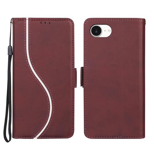 iPhone 16e / 17e Side Buckle S Curve Leather Phone Case - Red