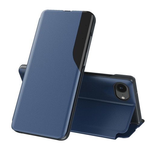 iPhone 16e / 17e Side Display Flip Leather Phone Case - Blue
