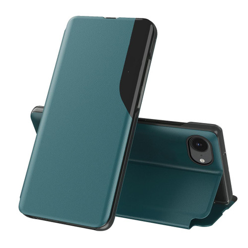 iPhone 16e / 17e Side Display Flip Leather Phone Case - Green