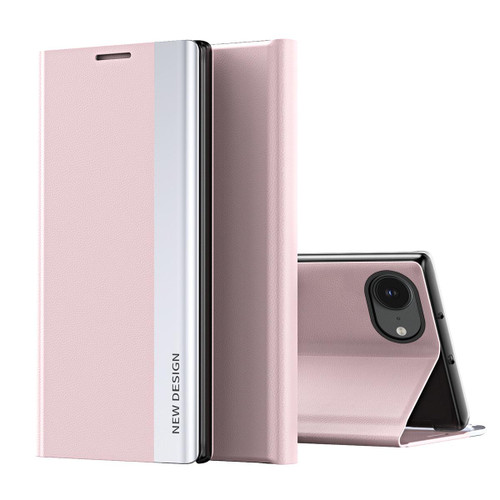 iPhone 16e / 17e Side Electroplated Adsorption Leather Phone Case - Pink