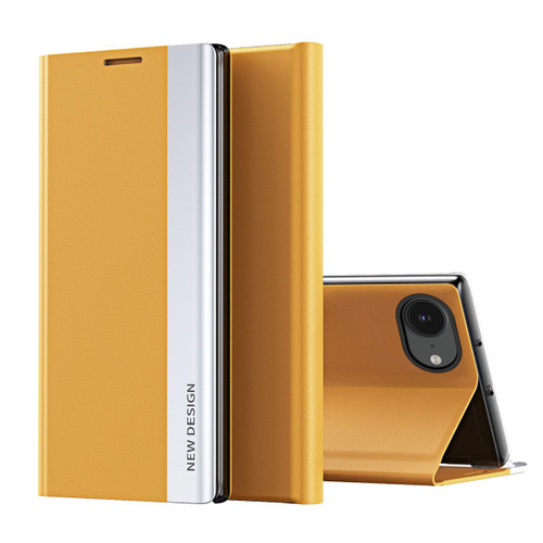 iPhone 16e / 17e Side Electroplated Adsorption Leather Phone Case - Yellow