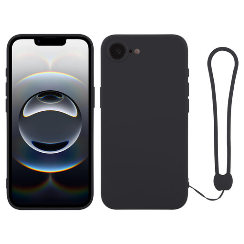 iPhone 16e / 17e Silicone Phone Case with Wrist Strap - Black