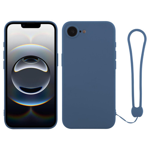 iPhone 16e / 17e Silicone Phone Case with Wrist Strap - Dark Blue