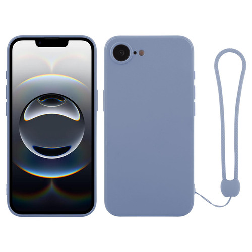 iPhone 16e / 17e Silicone Phone Case with Wrist Strap - Light Blue