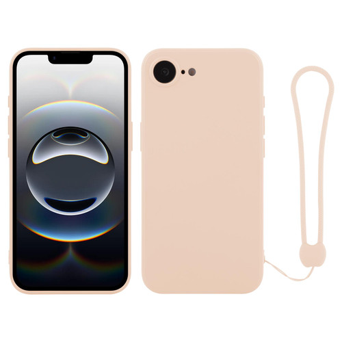 iPhone 16e / 17e Silicone Phone Case with Wrist Strap - Light Pink