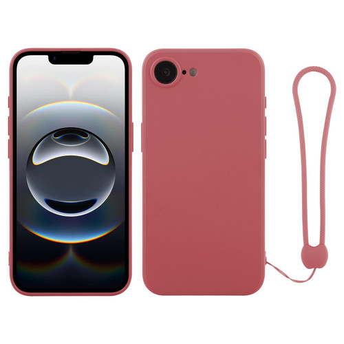 iPhone 16e / 17e Silicone Phone Case with Wrist Strap - Orange Red