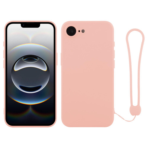 iPhone 16e / 17e Silicone Phone Case with Wrist Strap - Pink