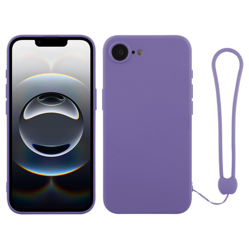 iPhone 16e / 17e Silicone Phone Case with Wrist Strap - Purple