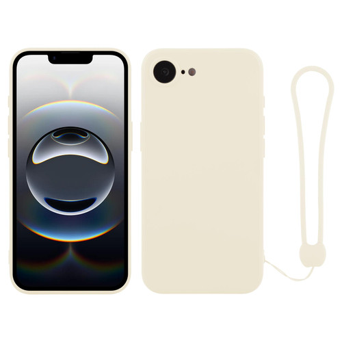 iPhone 16e / 17e Silicone Phone Case with Wrist Strap - White