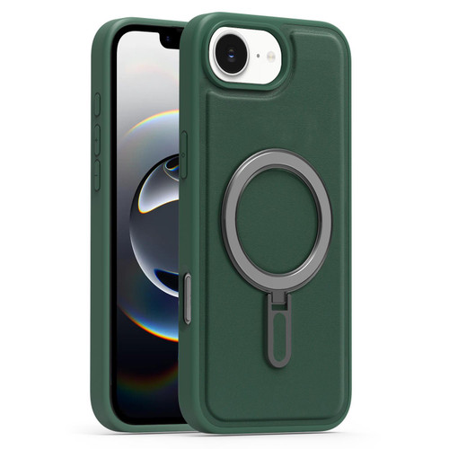 iPhone 16e / 17e Silver Shield MagSafe Holder Shockproof Phone Case - Green
