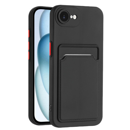 iPhone 16e / 17e Skin Feel Card Contrast Color Button TPU Phone Case - Black