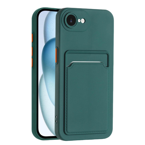 iPhone 16e / 17e Skin Feel Card Contrast Color Button TPU Phone Case - Dark Green