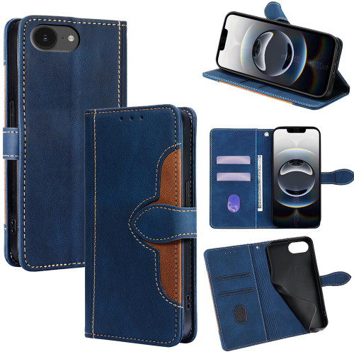 iPhone 16e / 17e Skin Feel Magnetic Buckle Leather Phone Case - Blue