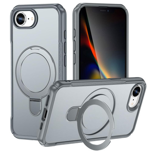 iPhone 16e / 17e Skin Feel Magnetic Holder MagSafe Phone Case - Grey