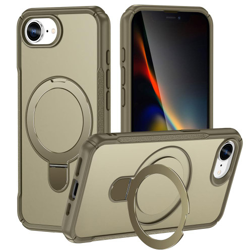 iPhone 16e / 17e Skin Feel Magnetic Holder MagSafe Phone Case - Khaki