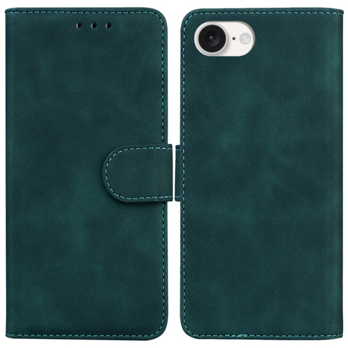 iPhone 16e / 17e Skin Feel Pure Color Flip Leather Phone Case - Green