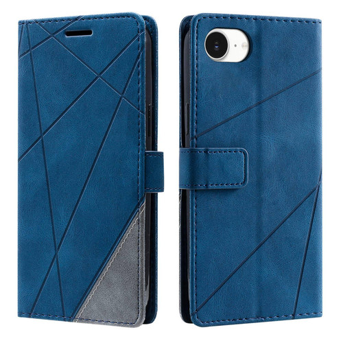 iPhone 16e / 17e Skin Feel Splicing Leather Phone Case - Blue