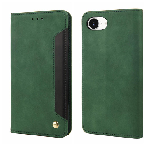 iPhone 16e / 17e Skin Feel Splicing Leather Phone Case - Green