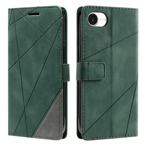 iPhone 16e / 17e Skin Feel Splicing Leather Phone Case - Green