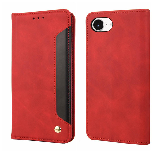 iPhone 16e / 17e Skin Feel Splicing Leather Phone Case - Red