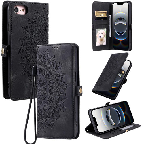 iPhone 16e / 17e Skin Feel Totem Embossed Leather Phone Case - Black