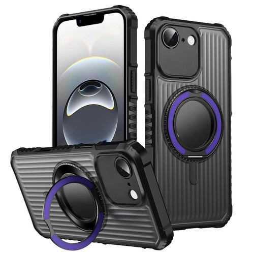 iPhone 16e / 17e Skin Sense Rotation Stand Semi-transparent Magsafe Phone Case - Deep Purple