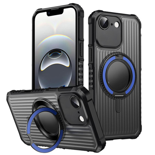 iPhone 16e / 17e Skin Sense Rotation Stand Semi-transparent Magsafe Phone Case - Royal Blue