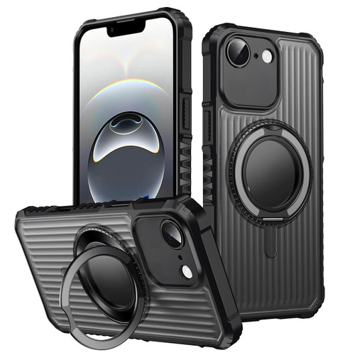 iPhone 16e / 17e Skin Sense Rotation Stand Semi-transparent Magsafe Phone Case - Space Gray